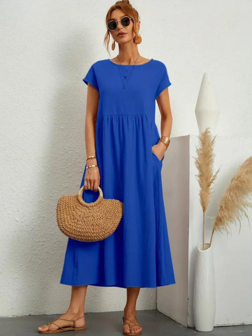 Ruby™ | Vestito elegante in cotone e lino per un look essenziale e raffinato