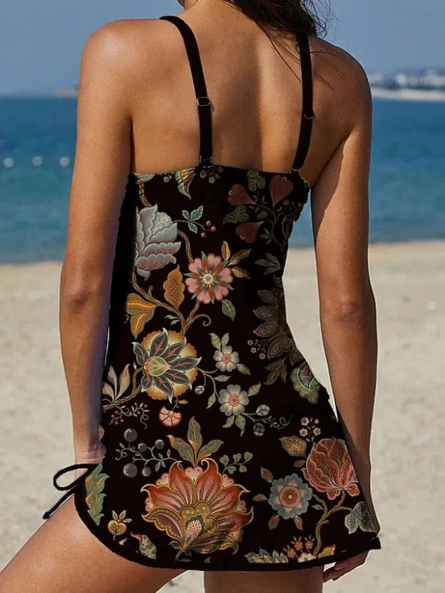 Fiesta – Tankini floreale grafico con pantaloni, effetto ventre piatto
