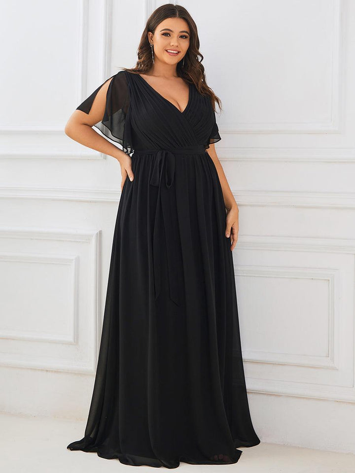 ever LEORA|Abito da damigella in chiffon con scollatura a V e maniche flottanti