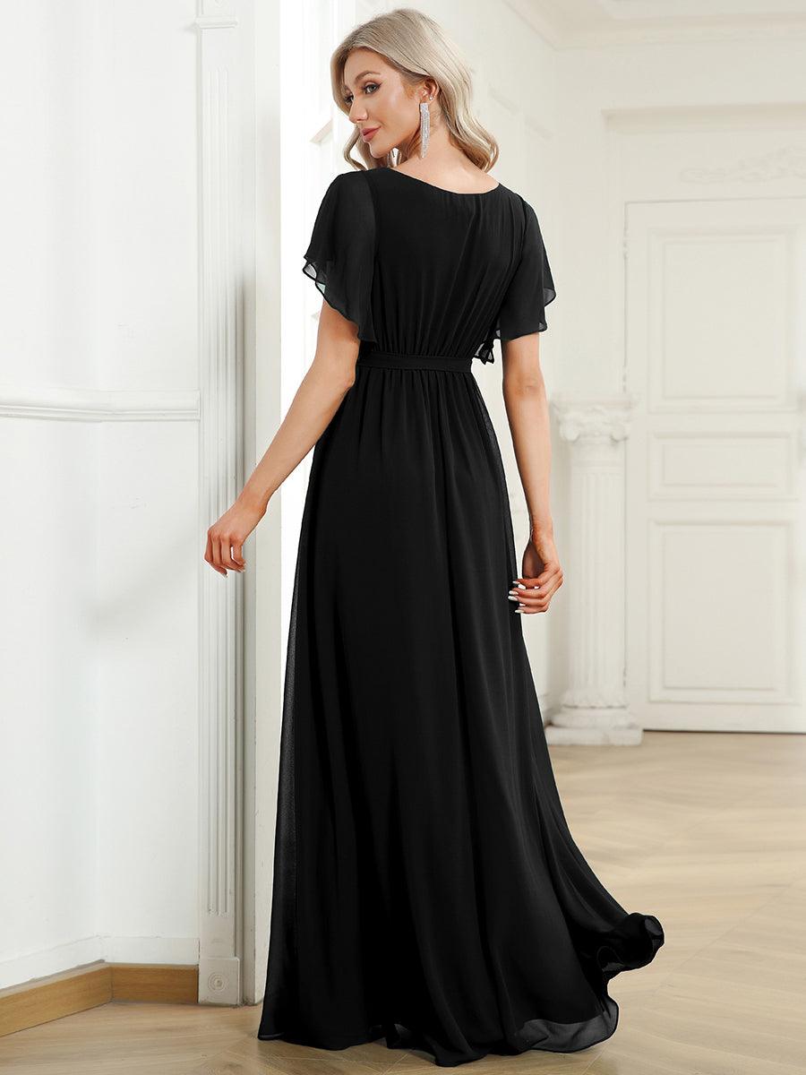 ever LEORA|Abito da damigella in chiffon con scollatura a V e maniche flottanti
