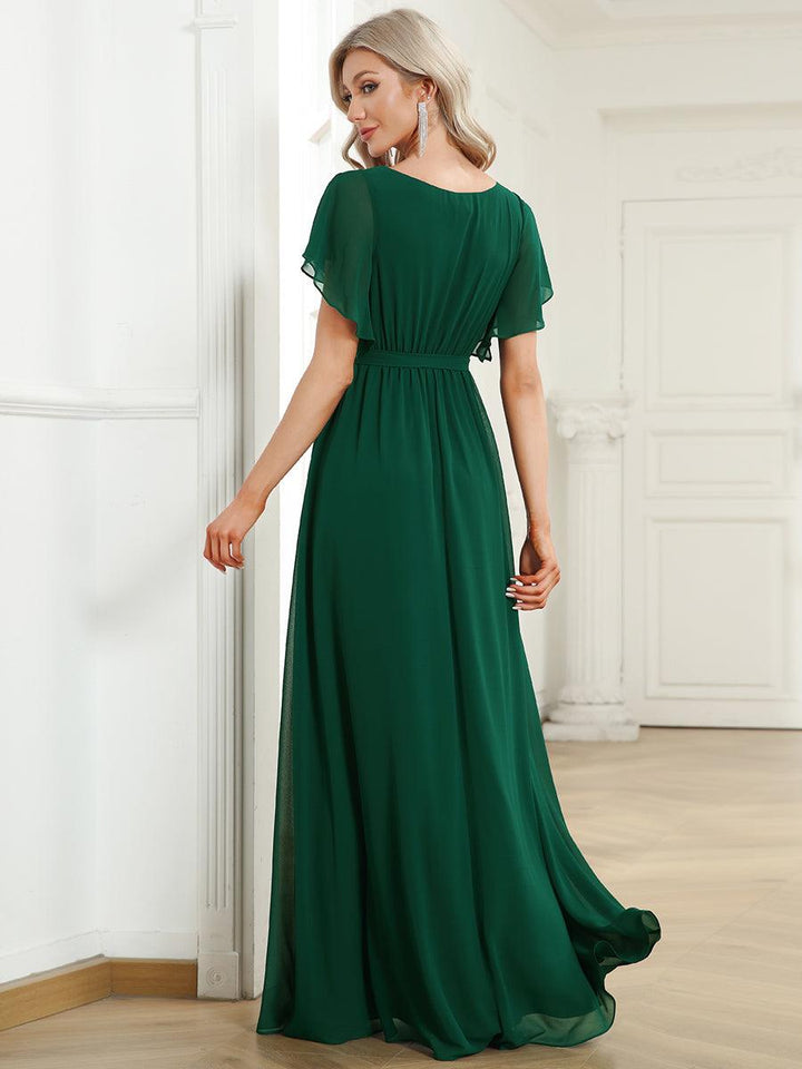 ever LEORA|Abito da damigella in chiffon con scollatura a V e maniche flottanti