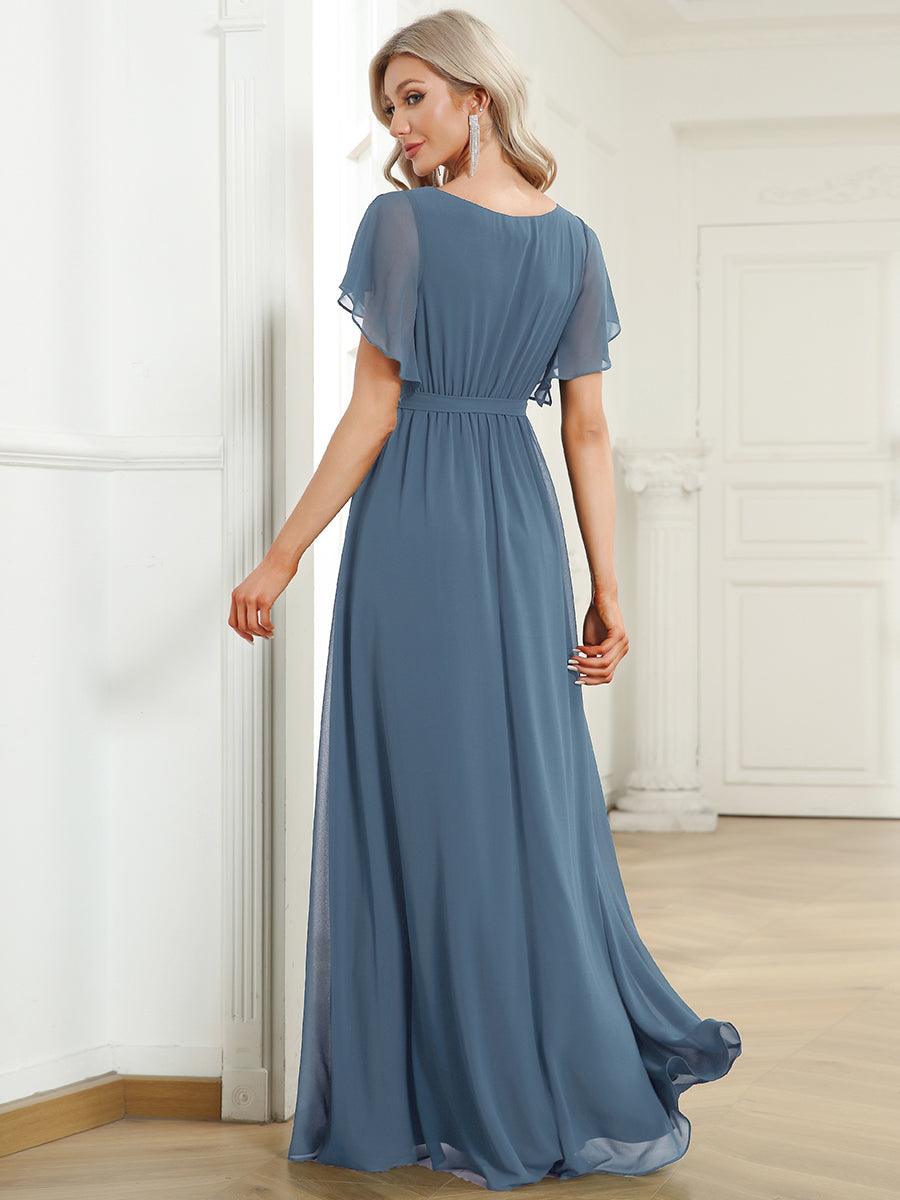 ever LEORA|Abito da damigella in chiffon con scollatura a V e maniche flottanti