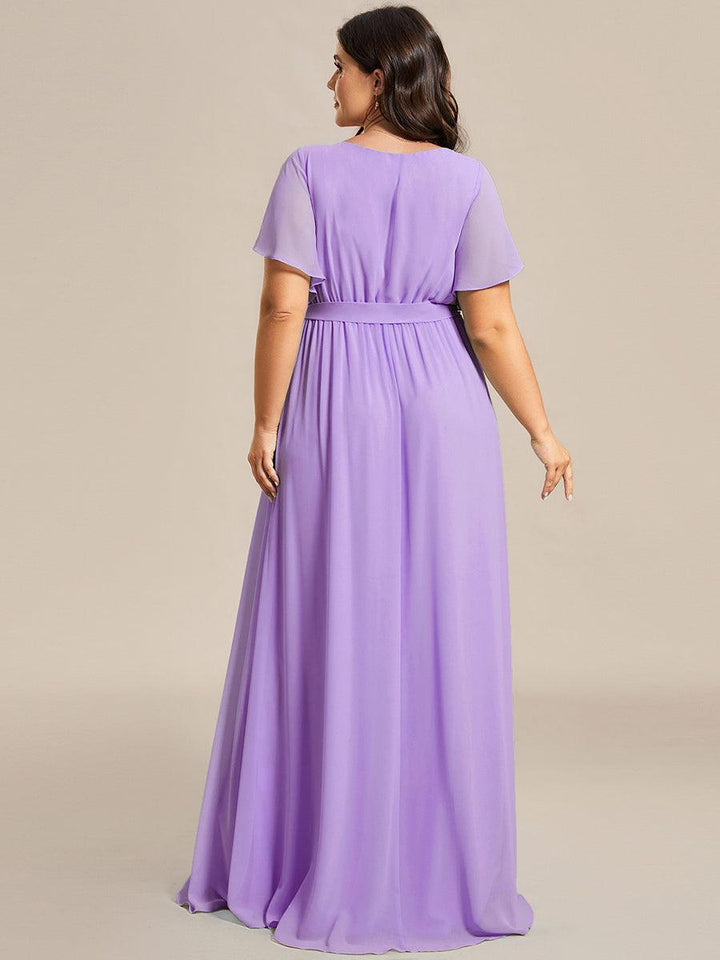ever LEORA|Abito da damigella in chiffon con scollatura a V e maniche flottanti