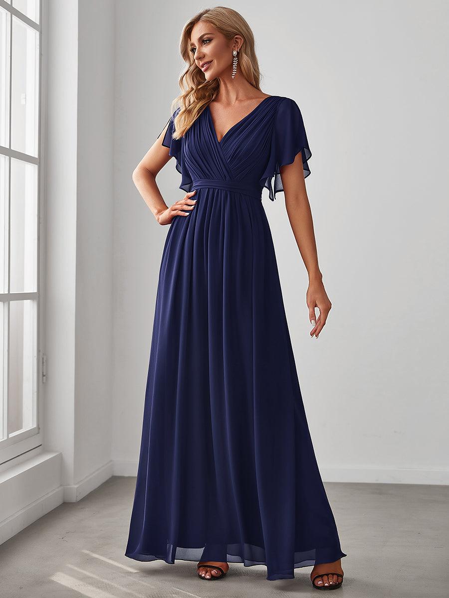 ever LEORA|Abito da damigella in chiffon con scollatura a V e maniche flottanti