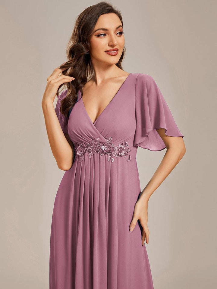 ever IVYROSE|Abito da sera elegante in chiffon di seta con maniche fluttuanti