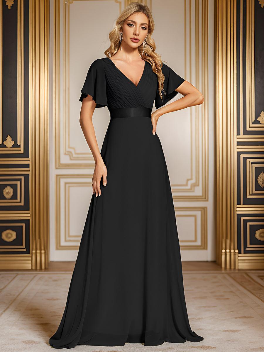 ever MONICA|Abito da matrimonio invitata fluido elegante in mussola a vita alta