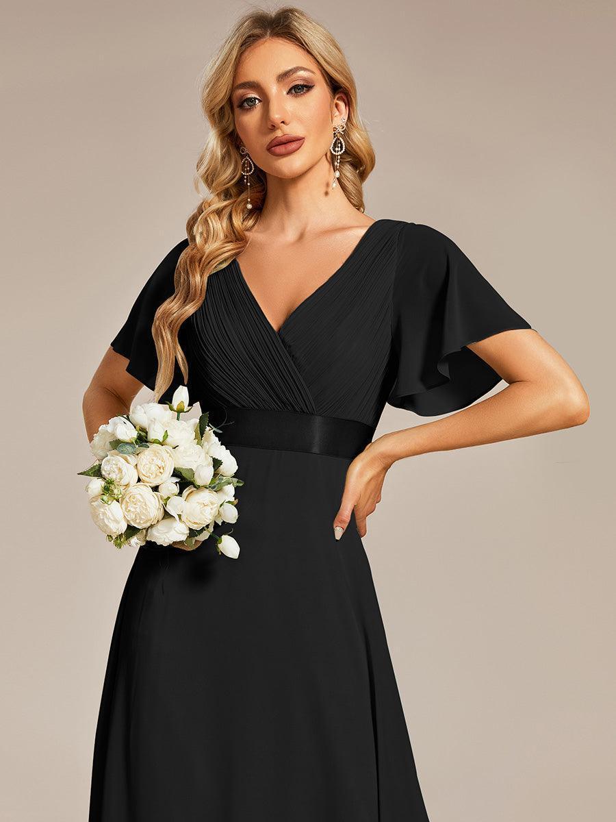 ever MONICA|Abito da matrimonio invitata fluido elegante in mussola a vita alta