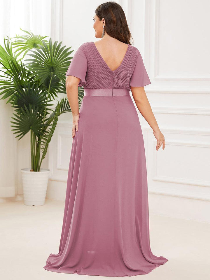 ever MONICA|Abito da matrimonio invitata fluido elegante in mussola a vita alta
