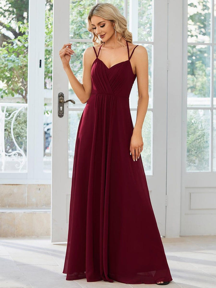 ever RUBY|Abito da damigella in mousseline e pizzo con schiena nuda e spalline sottili