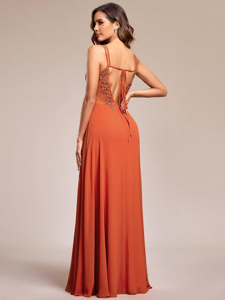 ever RUBY|Abito da damigella in mousseline e pizzo con schiena nuda e spalline sottili