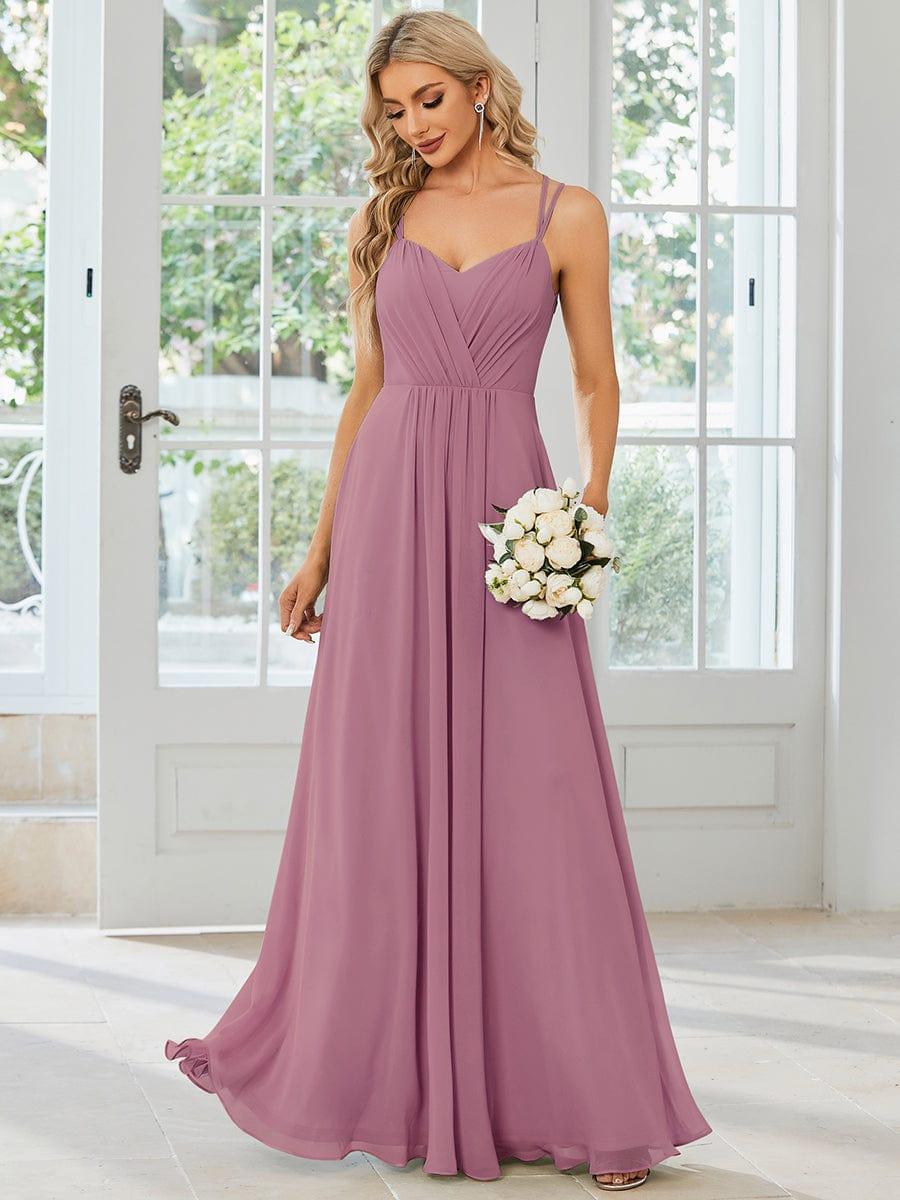 ever RUBY|Abito da damigella in mousseline e pizzo con schiena nuda e spalline sottili