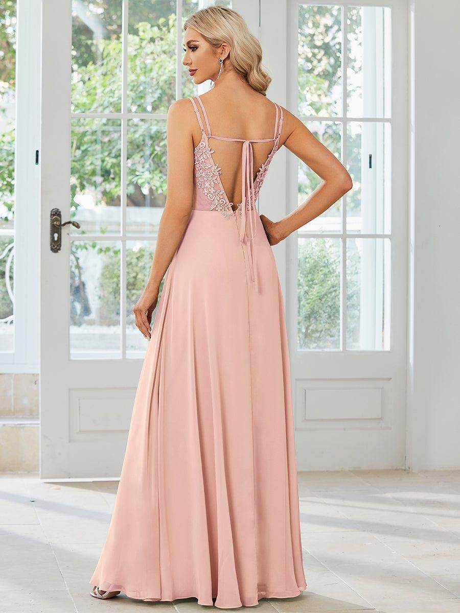 ever RUBY|Abito da damigella in mousseline e pizzo con schiena nuda e spalline sottili