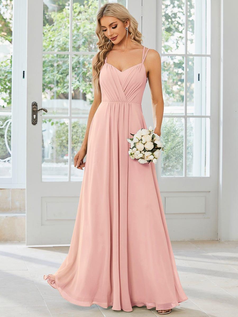 ever RUBY|Abito da damigella in mousseline e pizzo con schiena nuda e spalline sottili