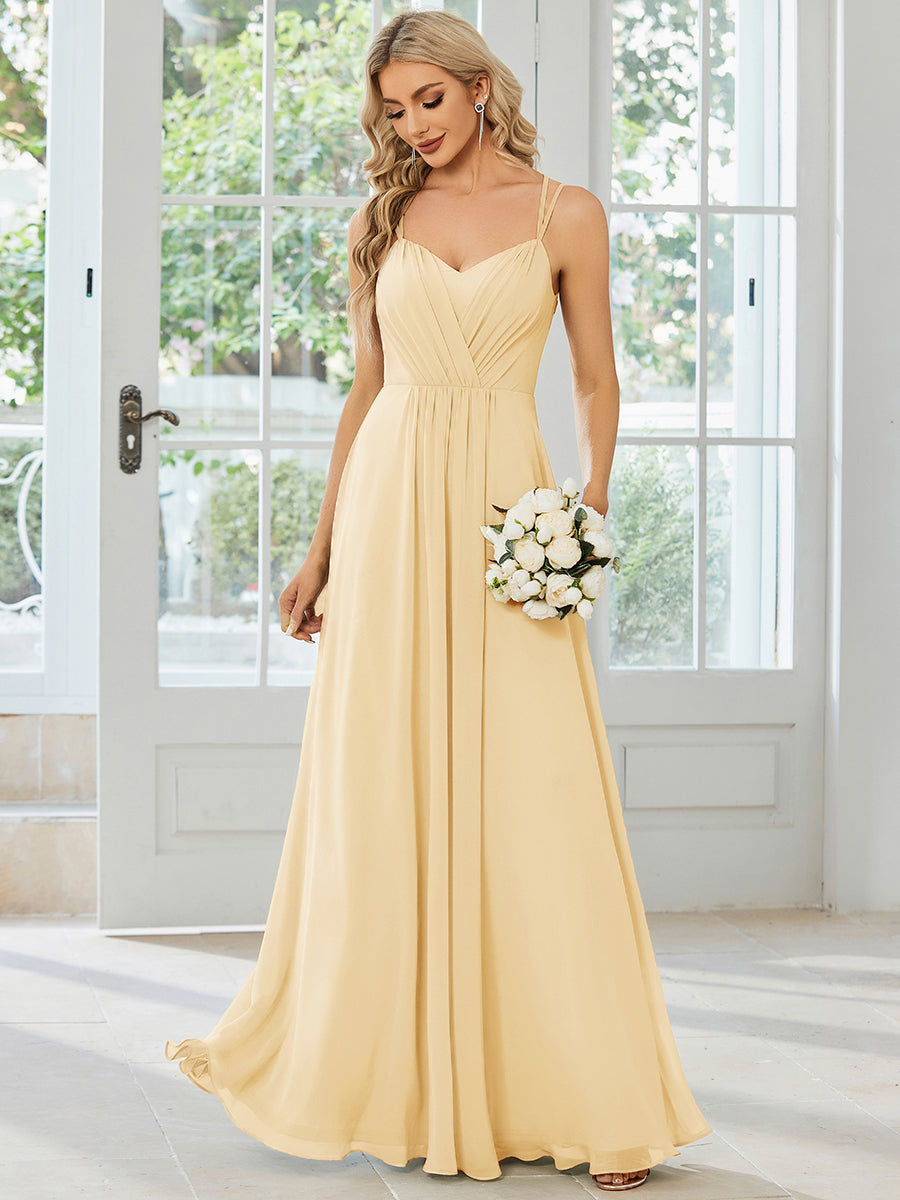 ever RUBY|Abito da damigella in mousseline e pizzo con schiena nuda e spalline sottili