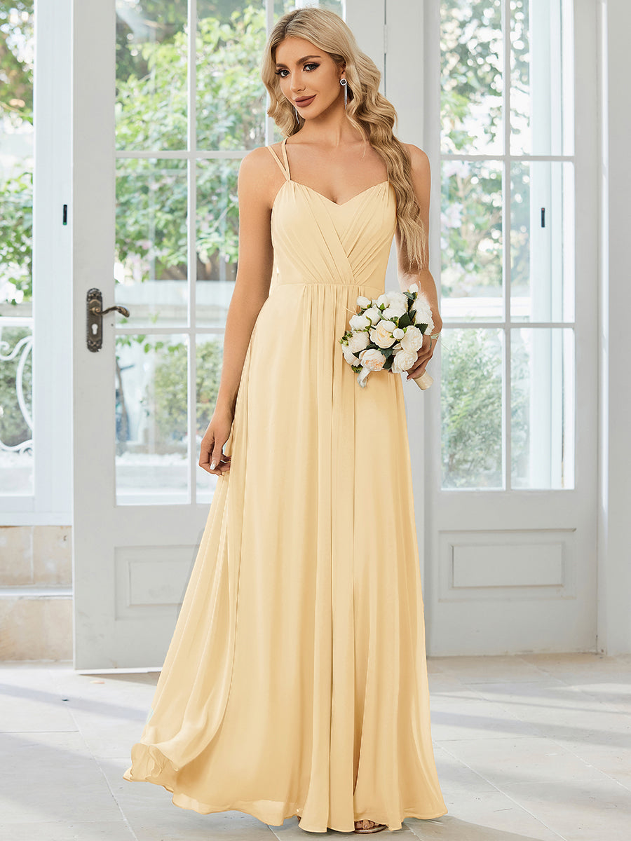 ever RUBY|Abito da damigella in mousseline e pizzo con schiena nuda e spalline sottili