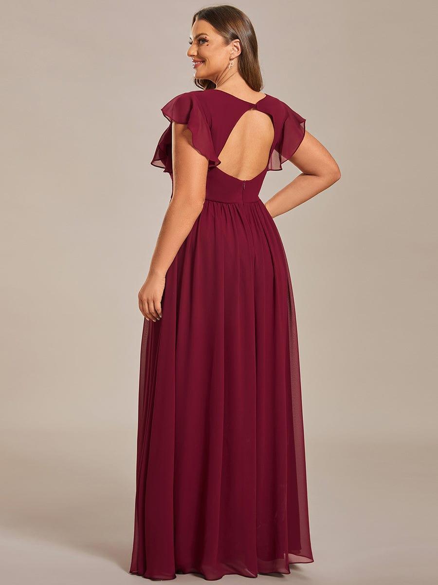 ever LILYANA|Abito da damigella in chiffon con maniche plissettate e scollatura sul retro