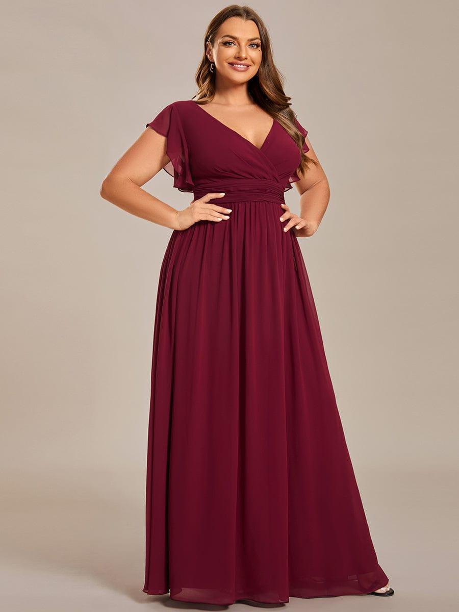 ever LILYANA|Abito da damigella in chiffon con maniche plissettate e scollatura sul retro