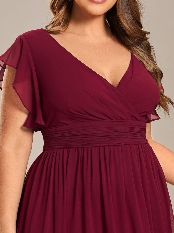 ever LILYANA|Abito da damigella in chiffon con maniche plissettate e scollatura sul retro
