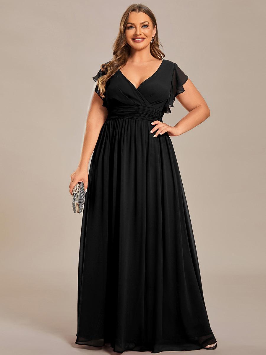 ever LILYANA|Abito da damigella in chiffon con maniche plissettate e scollatura sul retro