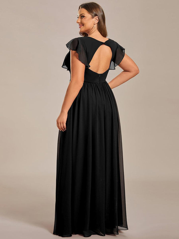 ever LILYANA|Abito da damigella in chiffon con maniche plissettate e scollatura sul retro
