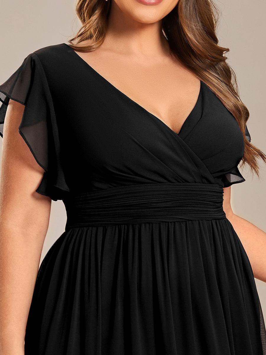 ever LILYANA|Abito da damigella in chiffon con maniche plissettate e scollatura sul retro