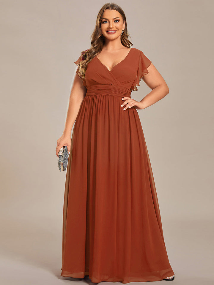 ever LILYANA|Abito da damigella in chiffon con maniche plissettate e scollatura sul retro