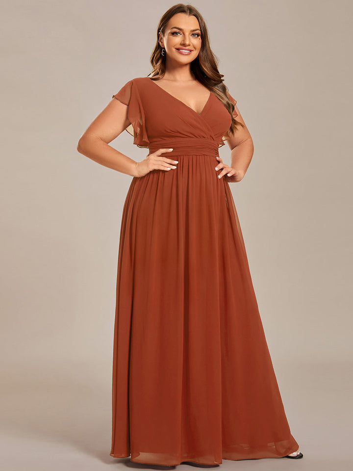ever LILYANA|Abito da damigella in chiffon con maniche plissettate e scollatura sul retro