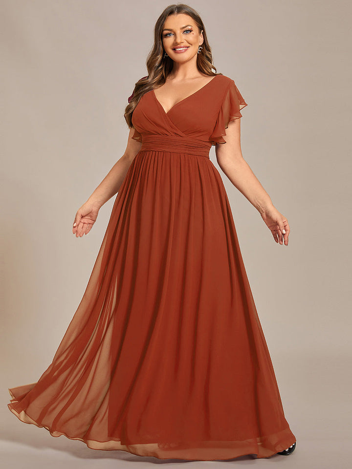 ever LILYANA|Abito da damigella in chiffon con maniche plissettate e scollatura sul retro