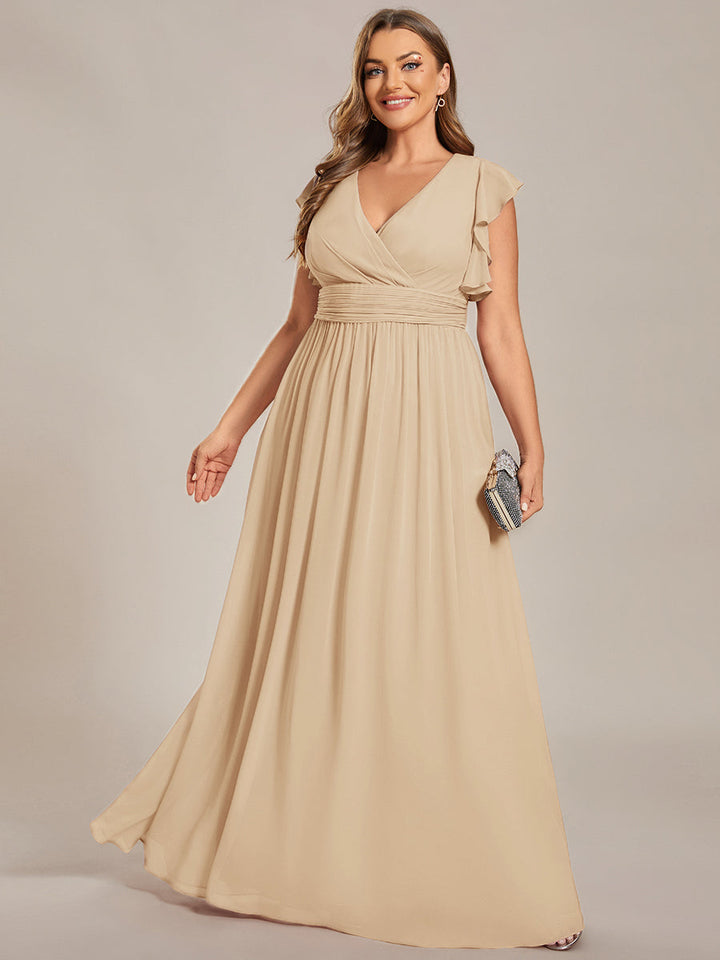 ever LILYANA|Abito da damigella in chiffon con maniche plissettate e scollatura sul retro