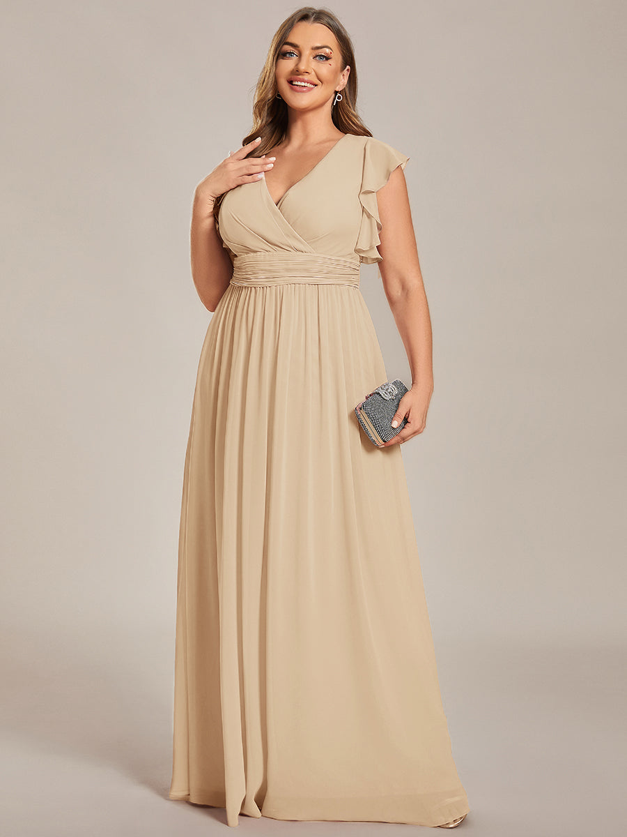 ever LILYANA|Abito da damigella in chiffon con maniche plissettate e scollatura sul retro