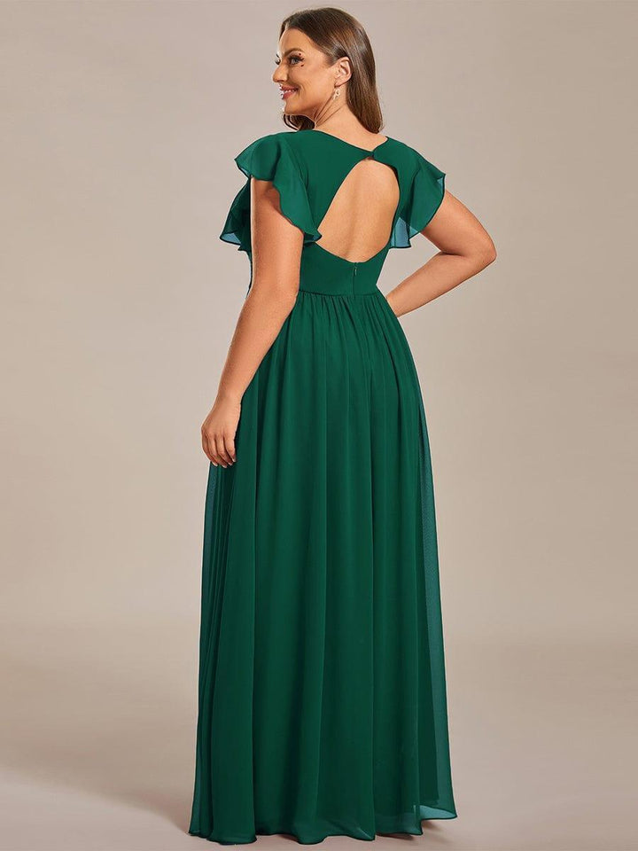 ever LILYANA|Abito da damigella in chiffon con maniche plissettate e scollatura sul retro