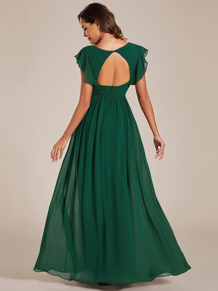 ever LILYANA|Abito da damigella in chiffon con maniche plissettate e scollatura sul retro