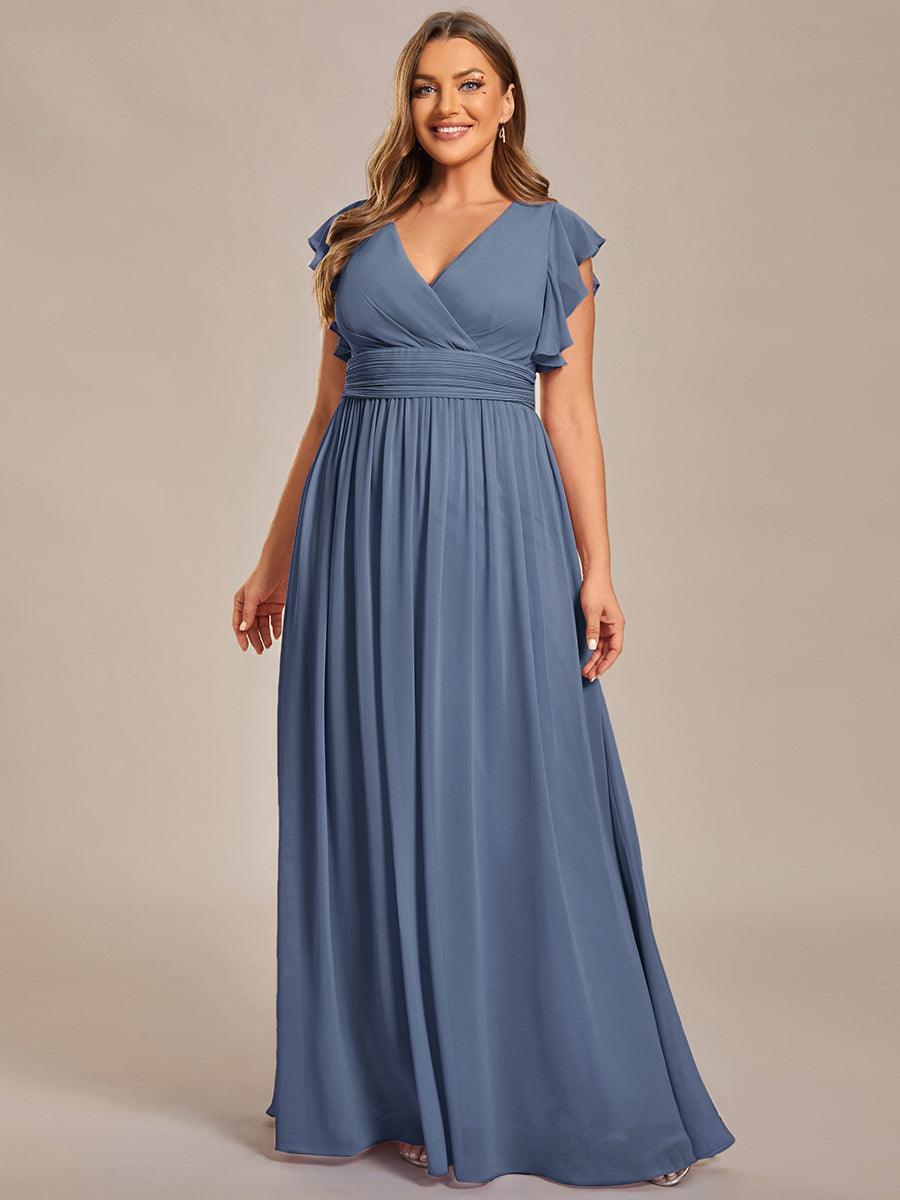 ever LILYANA|Abito da damigella in chiffon con maniche plissettate e scollatura sul retro