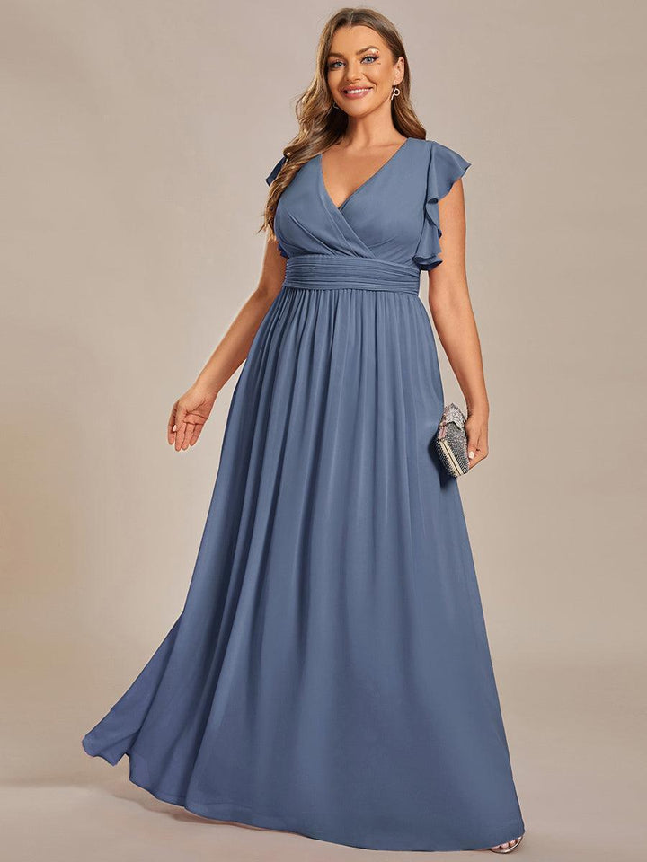ever LILYANA|Abito da damigella in chiffon con maniche plissettate e scollatura sul retro