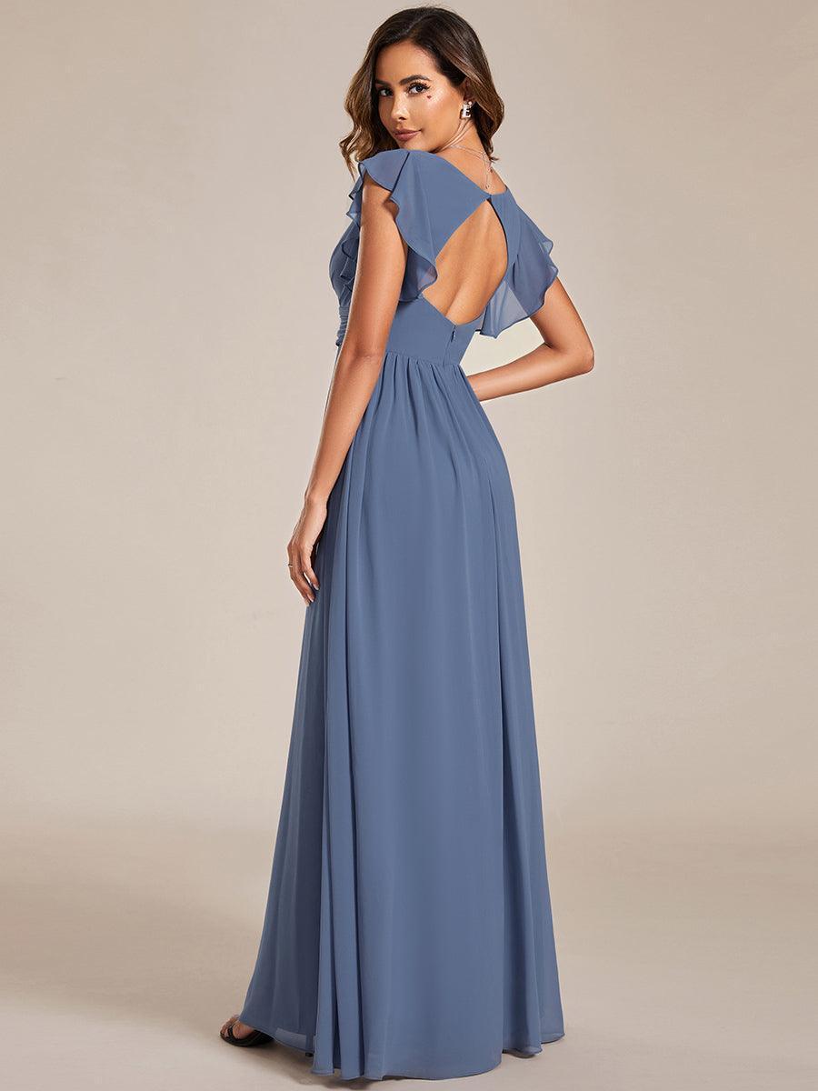 ever LILYANA|Abito da damigella in chiffon con maniche plissettate e scollatura sul retro