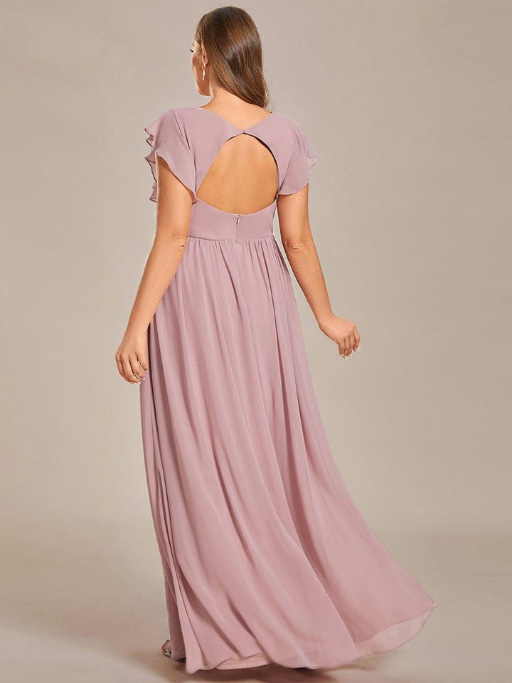 ever LILYANA|Abito da damigella in chiffon con maniche plissettate e scollatura sul retro