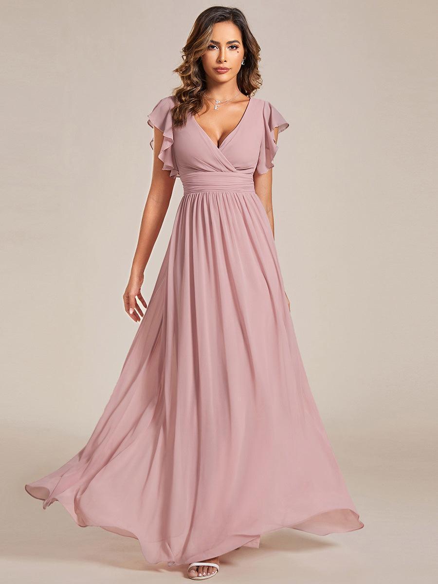 ever LILYANA|Abito da damigella in chiffon con maniche plissettate e scollatura sul retro