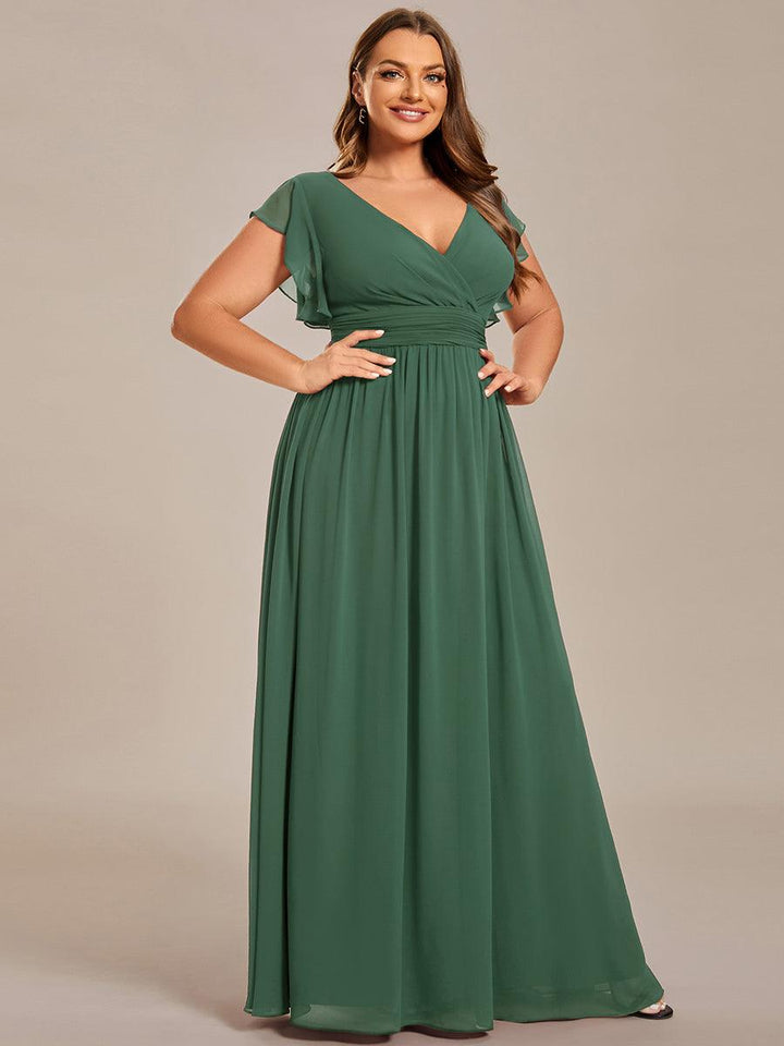 ever LILYANA|Abito da damigella in chiffon con maniche plissettate e scollatura sul retro