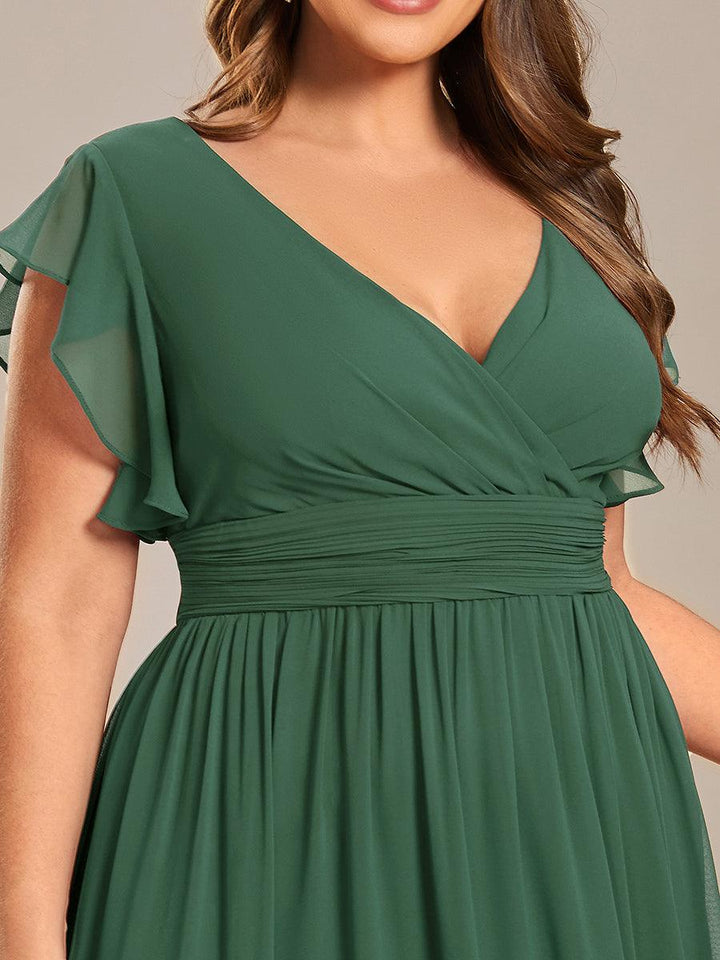ever LILYANA|Abito da damigella in chiffon con maniche plissettate e scollatura sul retro
