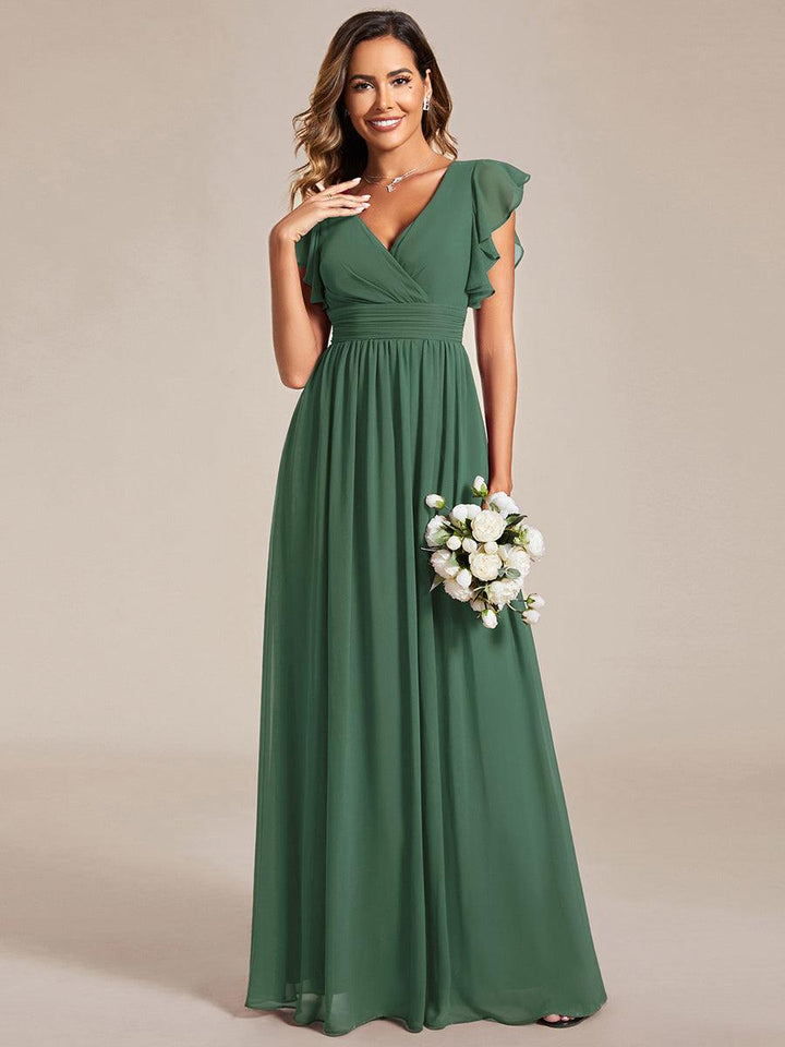 ever LILYANA|Abito da damigella in chiffon con maniche plissettate e scollatura sul retro