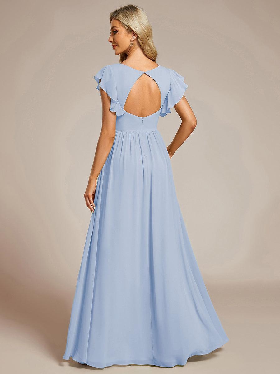 ever LILYANA|Abito da damigella in chiffon con maniche plissettate e scollatura sul retro