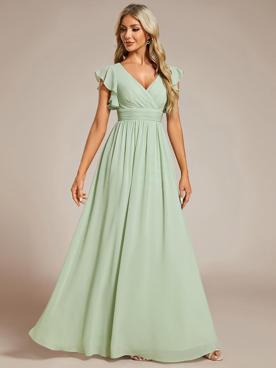 ever LILYANA|Abito da damigella in chiffon con maniche plissettate e scollatura sul retro