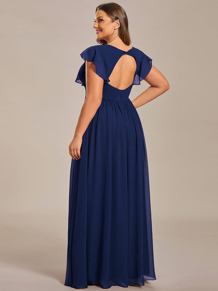ever LILYANA|Abito da damigella in chiffon con maniche plissettate e scollatura sul retro