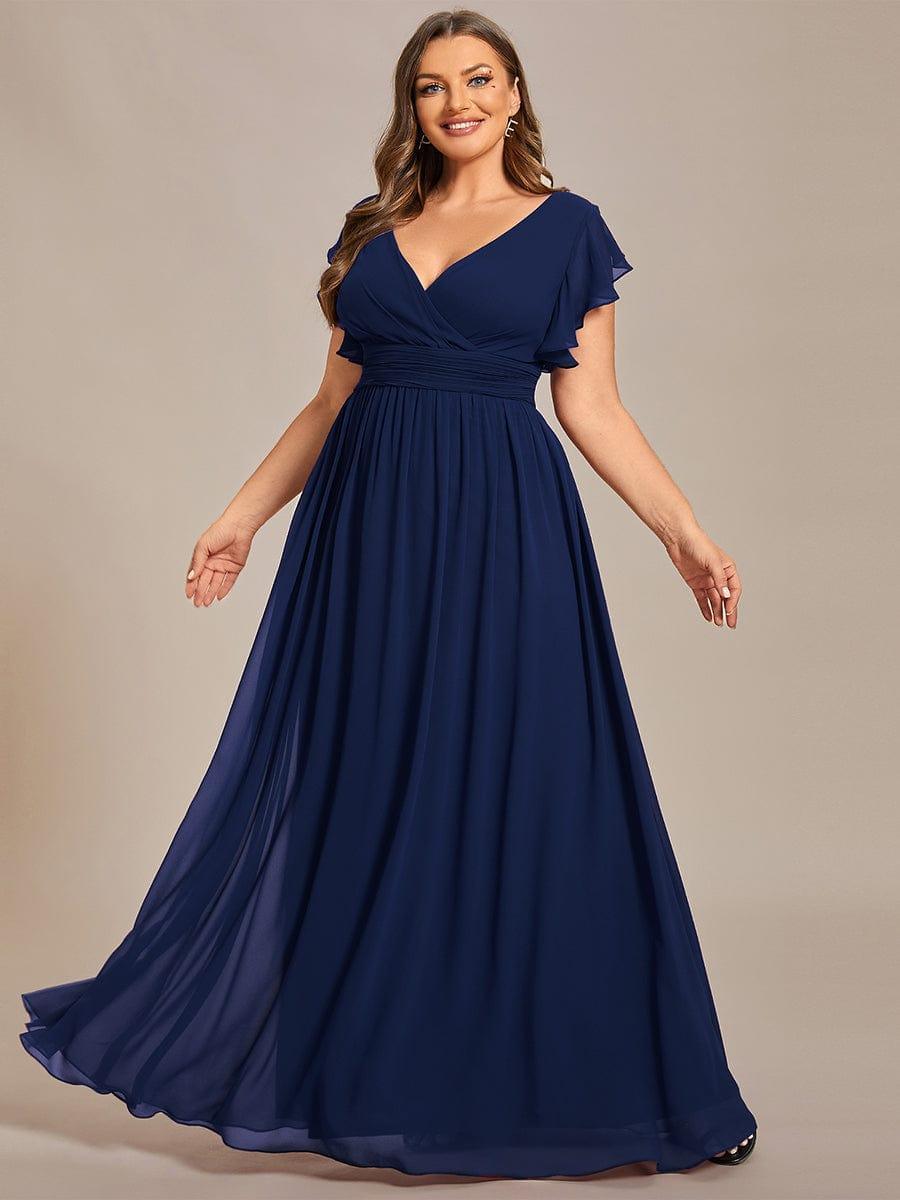 ever LILYANA|Abito da damigella in chiffon con maniche plissettate e scollatura sul retro
