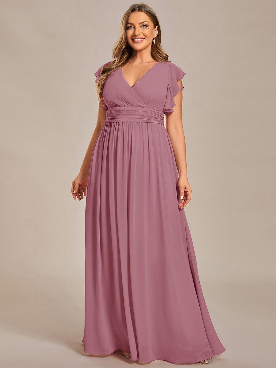ever LILYANA|Abito da damigella in chiffon con maniche plissettate e scollatura sul retro