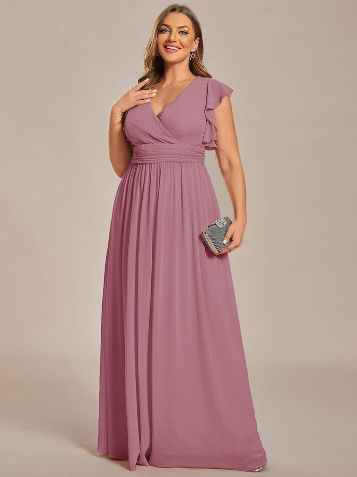 ever LILYANA|Abito da damigella in chiffon con maniche plissettate e scollatura sul retro