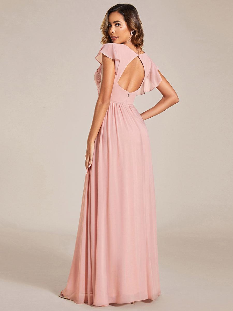 ever LILYANA|Abito da damigella in chiffon con maniche plissettate e scollatura sul retro