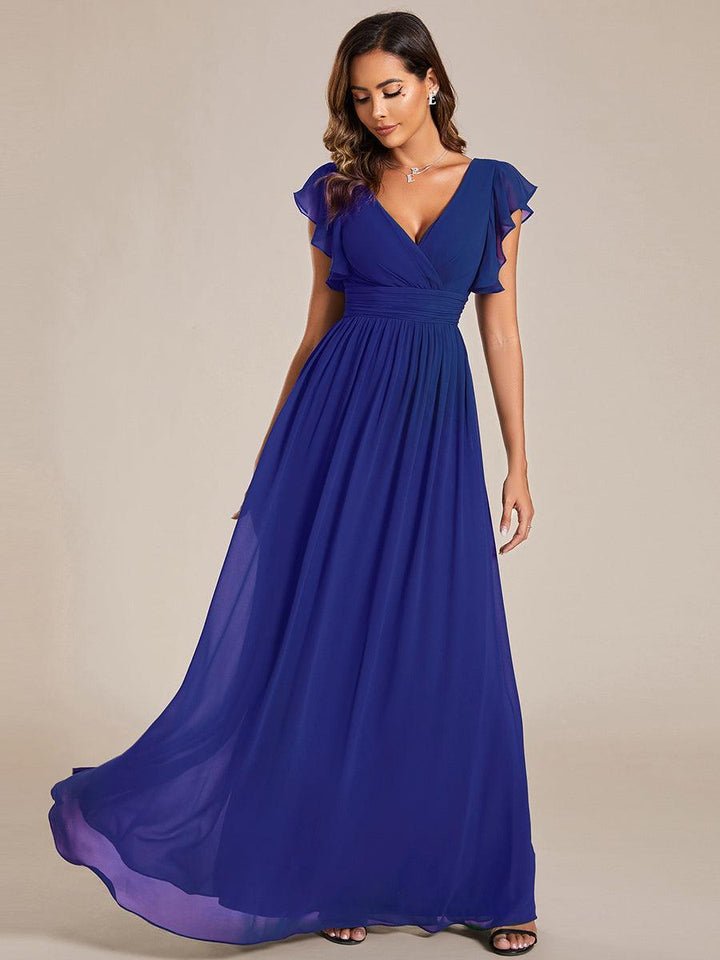 ever LILYANA|Abito da damigella in chiffon con maniche plissettate e scollatura sul retro