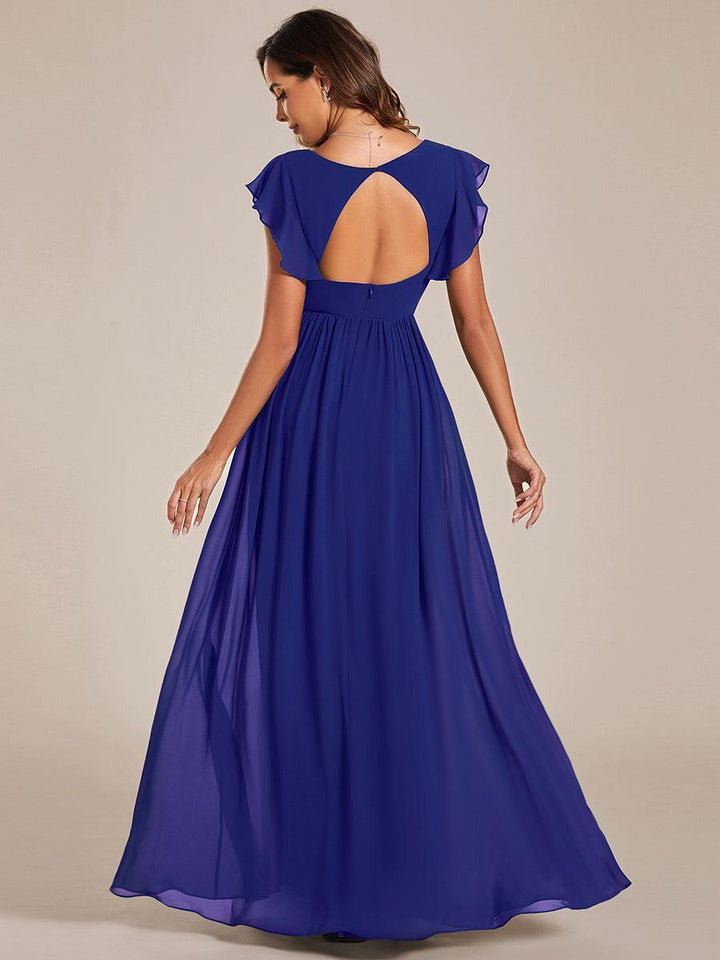 ever LILYANA|Abito da damigella in chiffon con maniche plissettate e scollatura sul retro