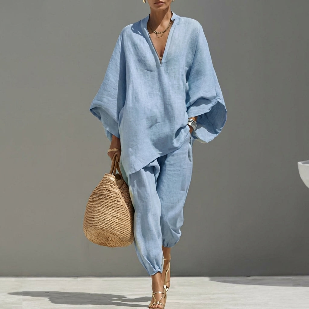 Marina | Completo Casual di Due Pezzi con Collo a V per Donna